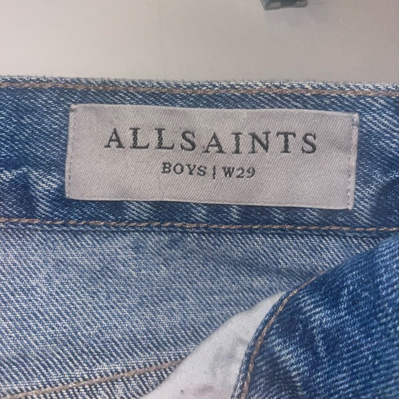 All Saints Distressed Low Waisted Cropped Straight Leg Boyfriend Jeans - Picture 2 of 6
